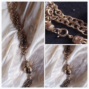 VintageAvon 2 piece 1972 Gold Tassel Necklace,and bracelet or extension set